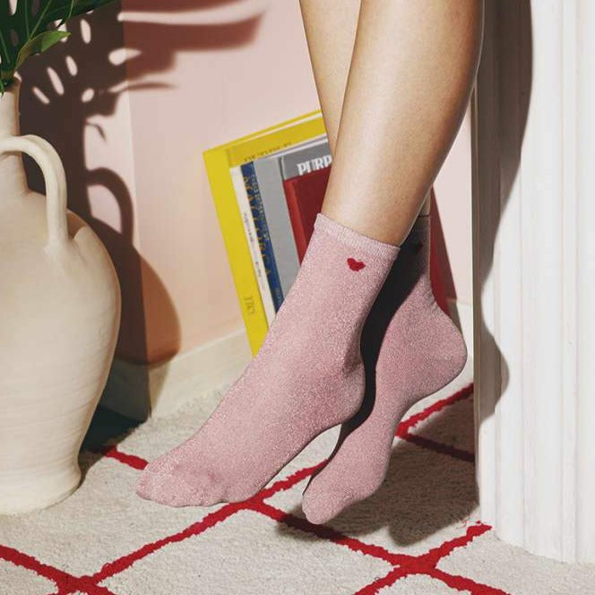 Socks Heart Pink