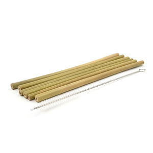 Straws Bamboo Sustainable Set of 6 with Brush