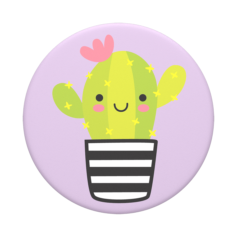 Mobile accessory expanding hand-grip and stand Popsocket in smiley cactus print