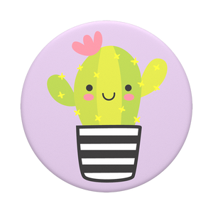 Mobile accessory expanding hand-grip and stand Popsocket in smiley cactus print