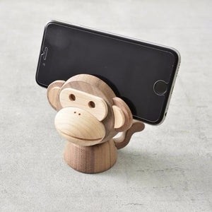 Glasses Holder Card Holder and Phone Holder Desk Tidy | Fortune Wealth Symbol Monkey in Wood