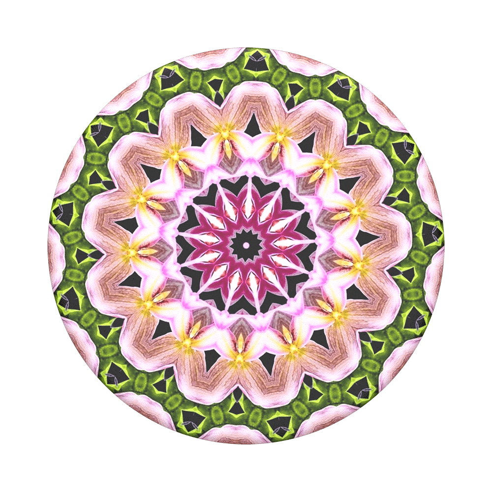Mobile accessory expanding hand-grip and stand Popsocket in multicolour orchid flower mandala