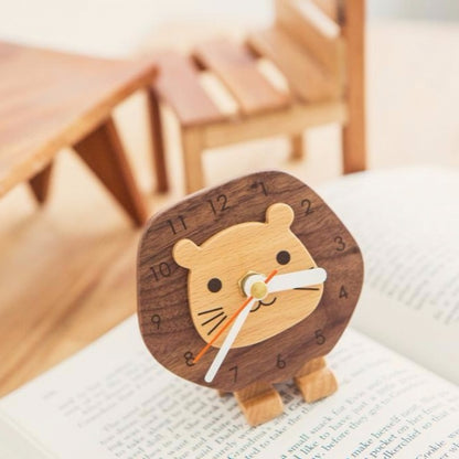 Table Clock Wooden Lion