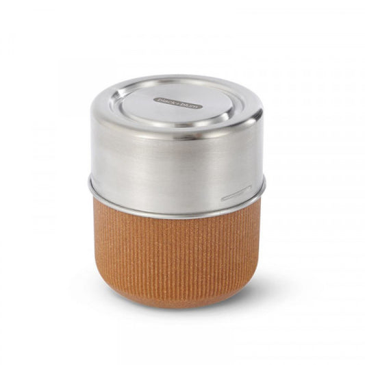 Lunch Bowl Glass Large With Leak Proof Case Set In Almond Orange 450ml