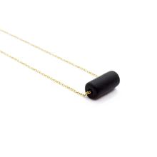 Gold black tube bead necklace