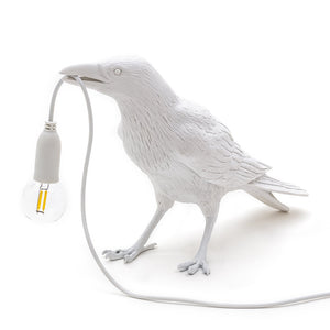 Seletti bird waiting table lamp light in white