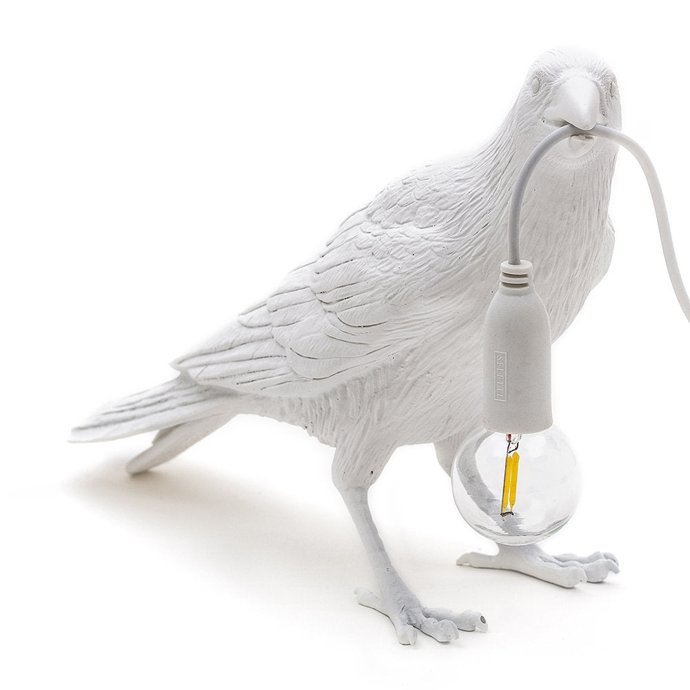 Seletti bird waiting table lamp light in white