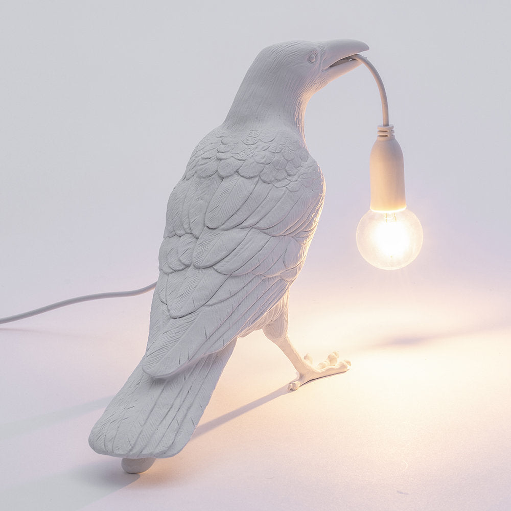 Seletti bird waiting table lamp light in white