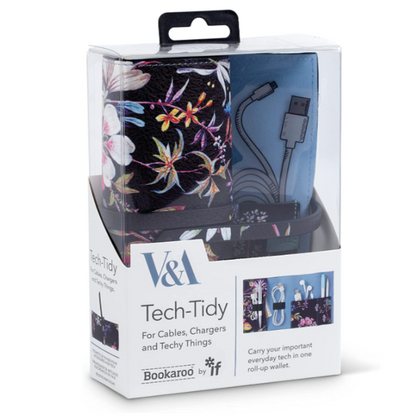 V&A Black Floral Tech Tidy Wallet Morris Print