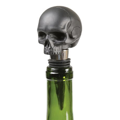 Bottle Stopper Skull 'Death by Wine' Iron and Glory Black
