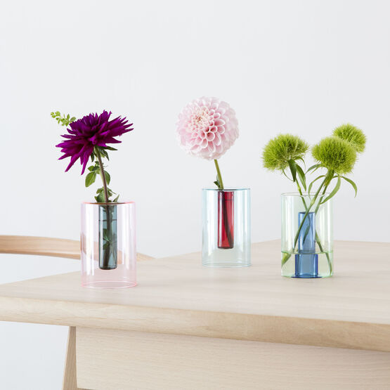 Glass Vase Reversible Pink and Green