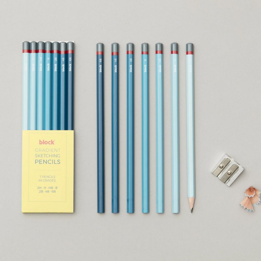 Sketching Pencils HB Drawing Gradient in Blue Outer