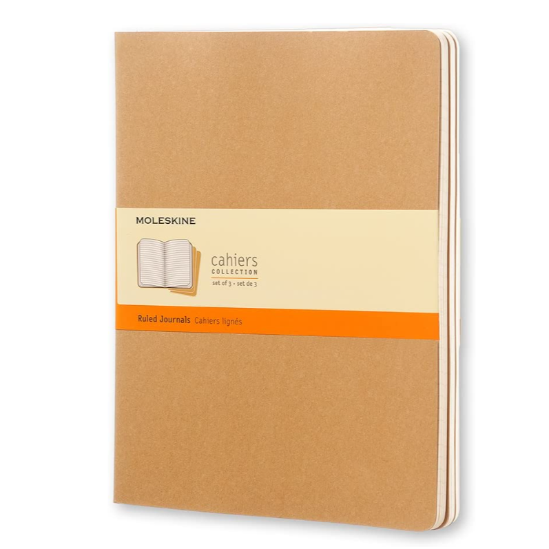 Notepads Set of 3 Extra Large Moleskine Brown Kraft Cover Ruled Pages