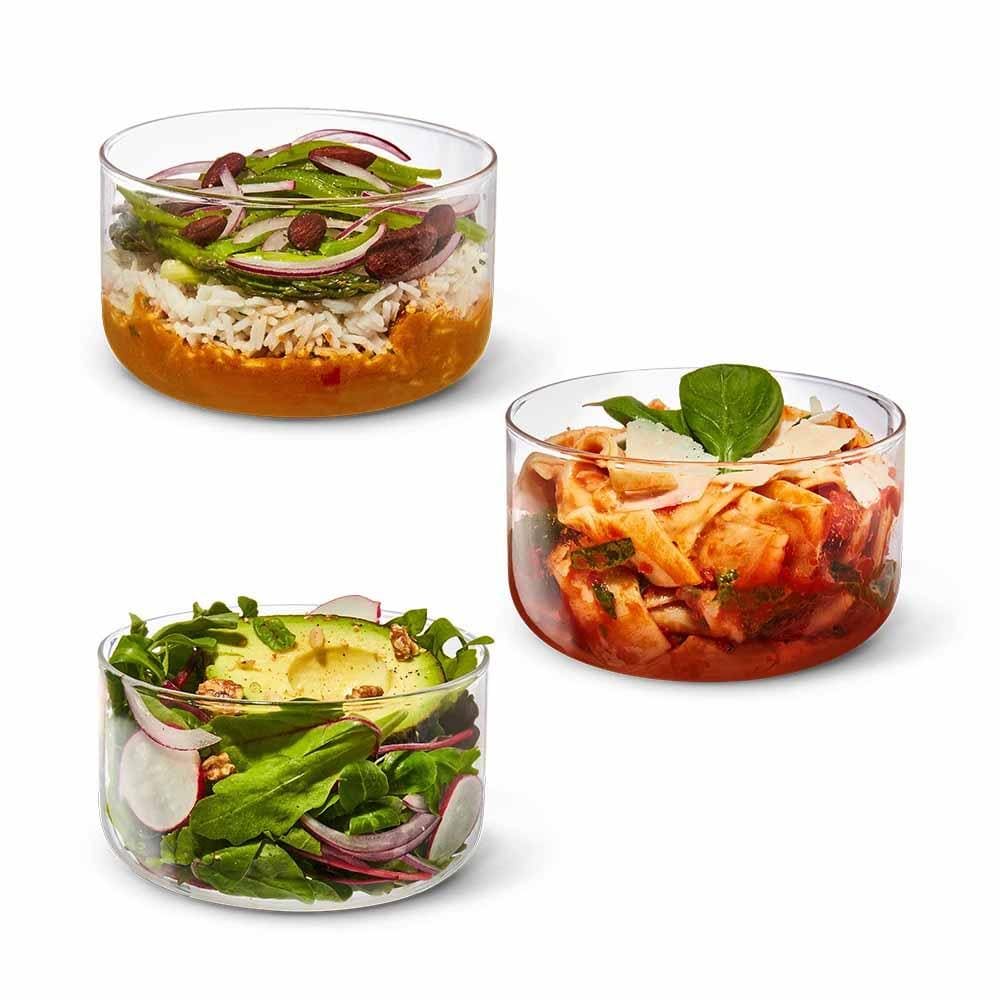 Lunch Bowl Glass With Leak Proof Case Set In Slate Grey 750ml