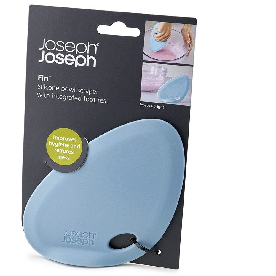 Fin silicone bowl scraper in blue