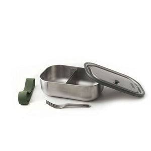 Lunch Box Stainless Steel Food Container Set in Olive Green Large with Fork