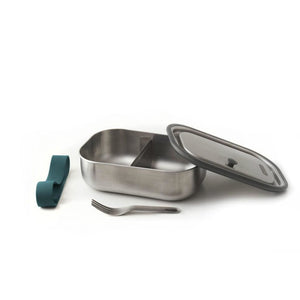 Lunch Box Stainless Steel Food Container Set in Ocean Blue Large with Fork
