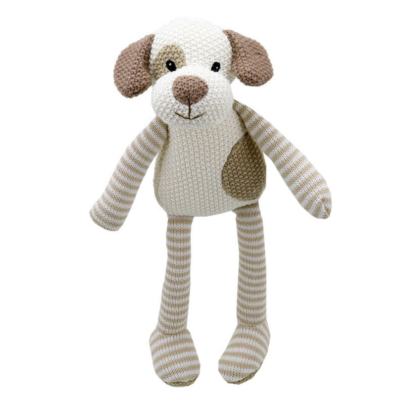 Dog Wilberry Knitted Cuddy Toy Brown Grey
