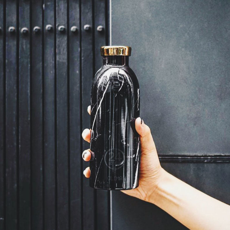 Water Bottle Insulated 500ml Black Marble