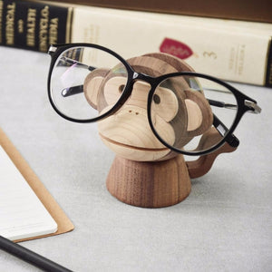 Glasses Holder Card Holder and Phone Holder Desk Tidy | Fortune Wealth Symbol Monkey in Wood