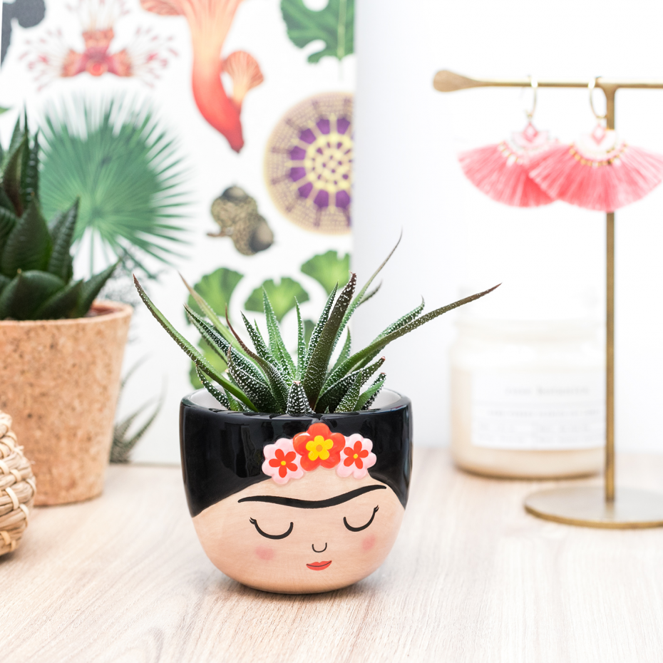 frida kahlo planter pot Mini Planter Plant Pot Frida Kahlo Hand Painted – Brand Academy Store