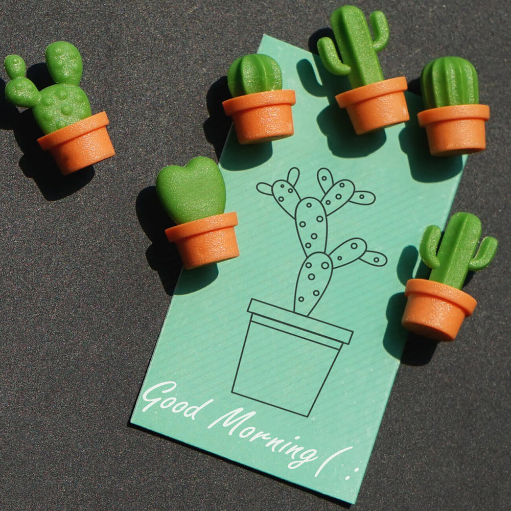Magnets Cactus Stationery set of 6 Green and Orange