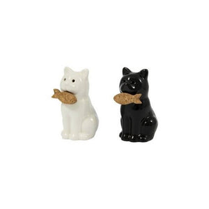 Salt & Pepper Shaker Cat Set Black & White