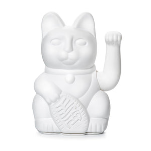 Lucky Cat Waving Arm 'Maneki-Neko' Good Fortune White