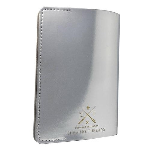 Customisable Passport Cover in Metallic Silver Vegan Leather
