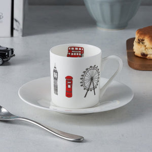 Espresso set of 2 with London Skyline souvenir gift in white