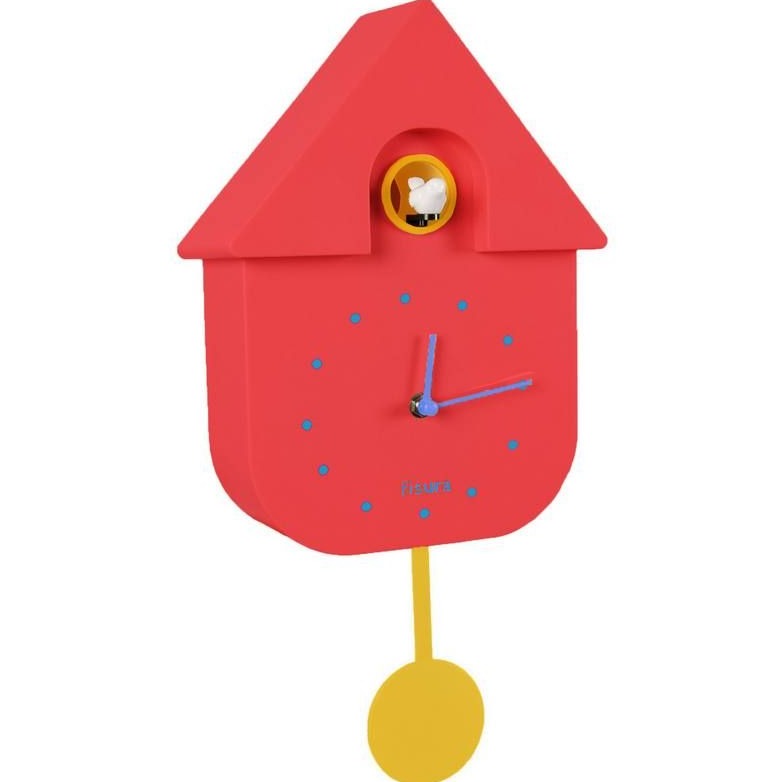 Cuckoo Wall Clock Red Yellow Pendulum
