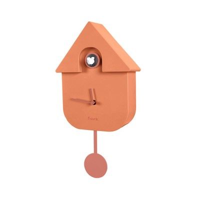 Cuckoo Wall Clock Terracotta Orange Pendulum