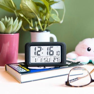 Alarm Clock Black LED Screen with Nightlight