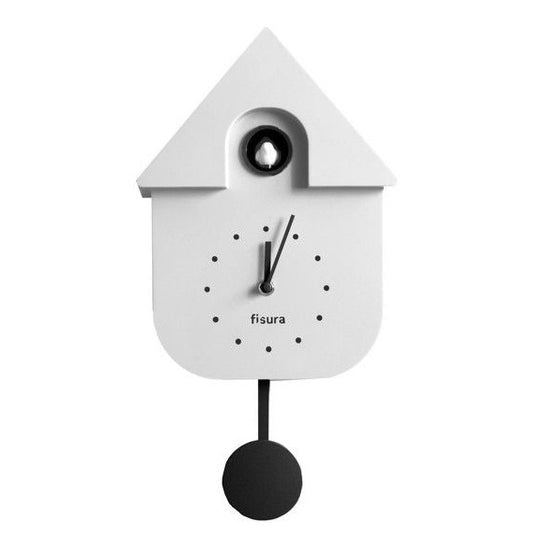 Cuckoo Wall Clock White Black Pendulum