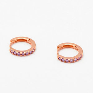 Earrings Mini Hoop CZ Rose Gold Plated