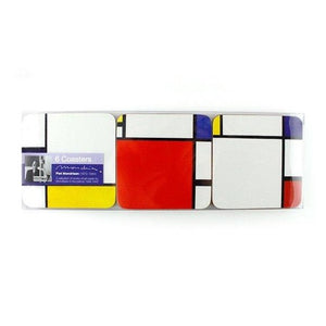 Coasters Mondrian Set of 6 in Red White Black Blue and Yellow