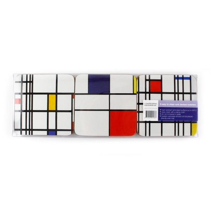 Coasters Mondrian Set of 6 in Red White Black Blue and Yellow