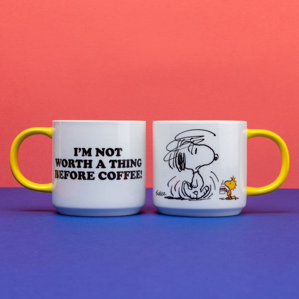 Snoopy Mug with Peanuts Comic Coffee White and Yellow