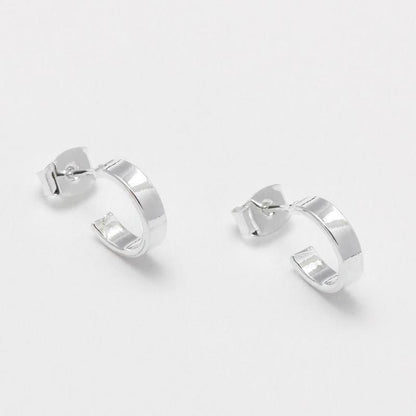 Earrings Mini Flat Edge Hoop Silver Plated