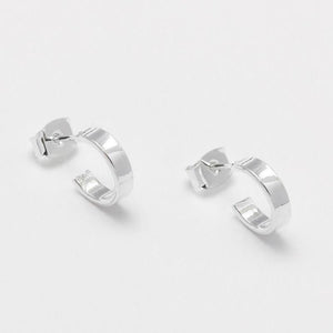 Earrings Mini Flat Edge Hoop Silver Plated