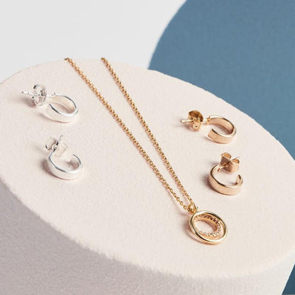 Earrings Mini Flat Edge Hoop Silver Plated