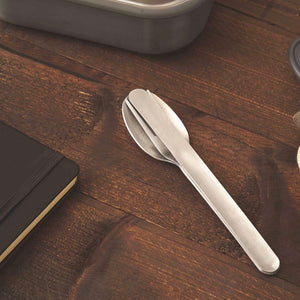 Cutlery set portable in a travel case from stainless steel
