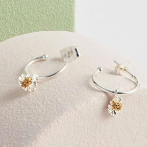 Wildflower Hoop Earrings In Silver and Gold