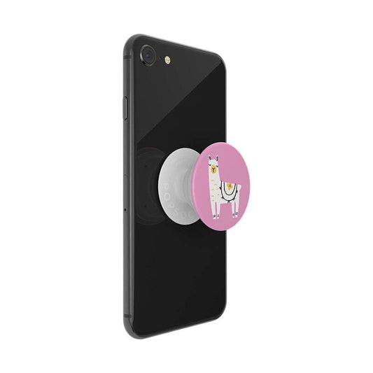 Mobile accessory expanding hand-grip and stand Popsocket with Llama illustrated