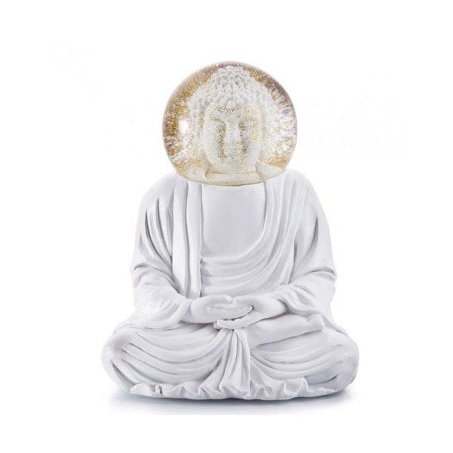 Buddha Snowglobe White and Glass