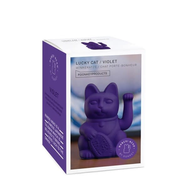 Lucky Cat Waving Arm 'Maneki-Neko' Good Fortune Violet Purple