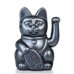 Lucky Cat Waving Arm 'Maneki-Neko' Good Fortune Metallic Grey