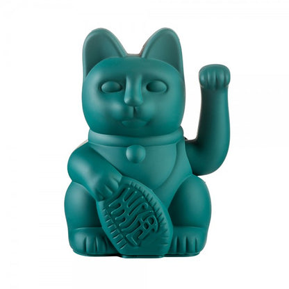Lucky Cat Waving Arm 'Maneki-Neko' Good Fortune Turquoise Green