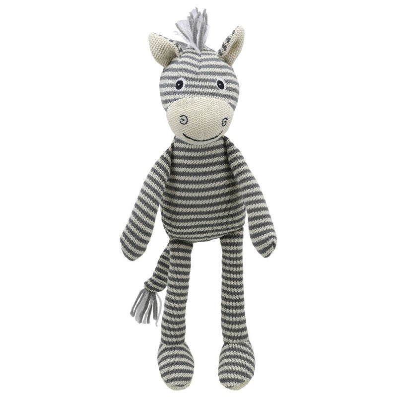 Zebra Wilberry Knitted Cuddly Toy Grey White