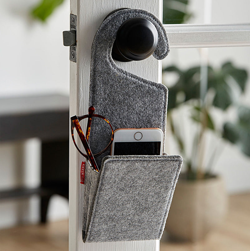 Organiser Door Knob Hanger Pocket Felt Grey